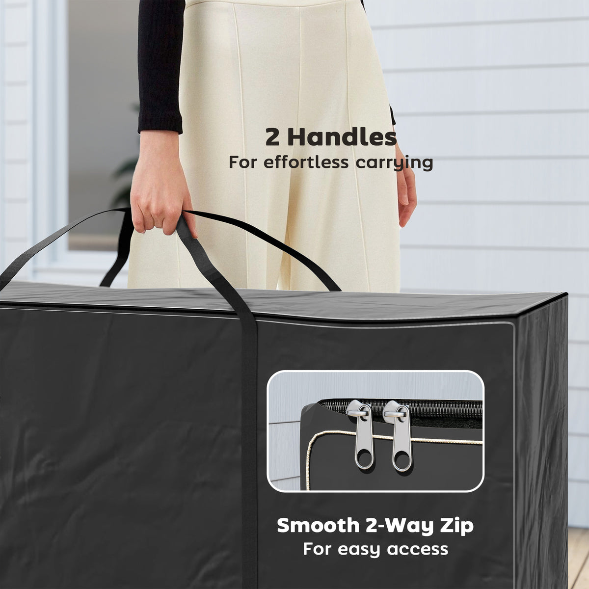 Outsunny 720 L Waterproof Garden Cushion Storage Bag - Black