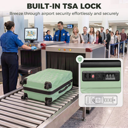HOMCOM 65cm 64L Suitcase, Lightweight ABS Hard Shell Carry On Luggage with TSA Lock, Spinner Wheels, Telescopic Handle, Green