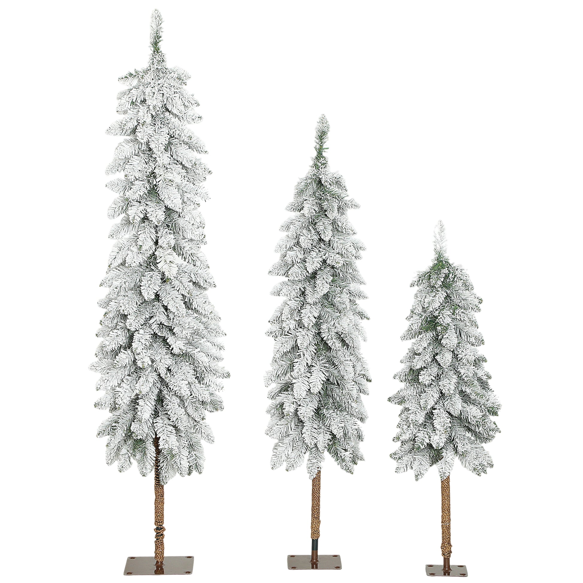 HOMCOM Set of 3 Pencil Flocked Christmas Tree, 3ft 4ft 5ft--ChewyGames-ChewyGames