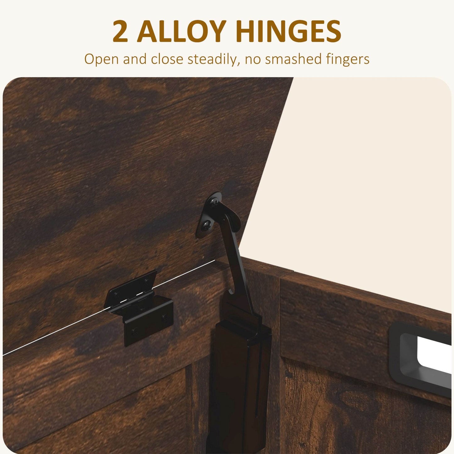 HOMCOM Storage Chest, Modern Storage Trunk with 2 Safety Hinges and Cut-out Handles, Wooden Toy Box for Living Room, Entryway, 76 x 40 x 48 cm, Rustic Brown