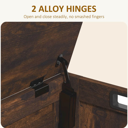 HOMCOM Storage Chest, Modern Storage Trunk with 2 Safety Hinges and Cut-out Handles, Wooden Toy Box for Living Room, Entryway, 76 x 40 x 48 cm, Rustic Brown