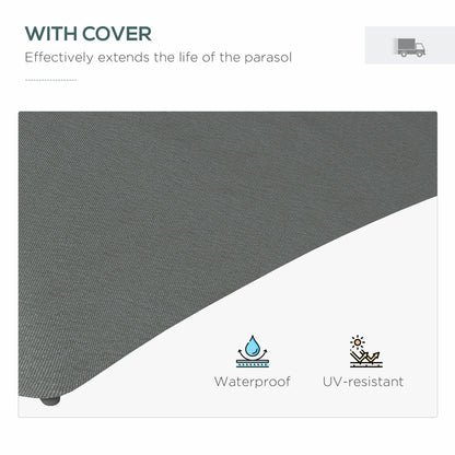 Outsunny 3(m) Solar LED Cantilever Parasol - Dark Grey