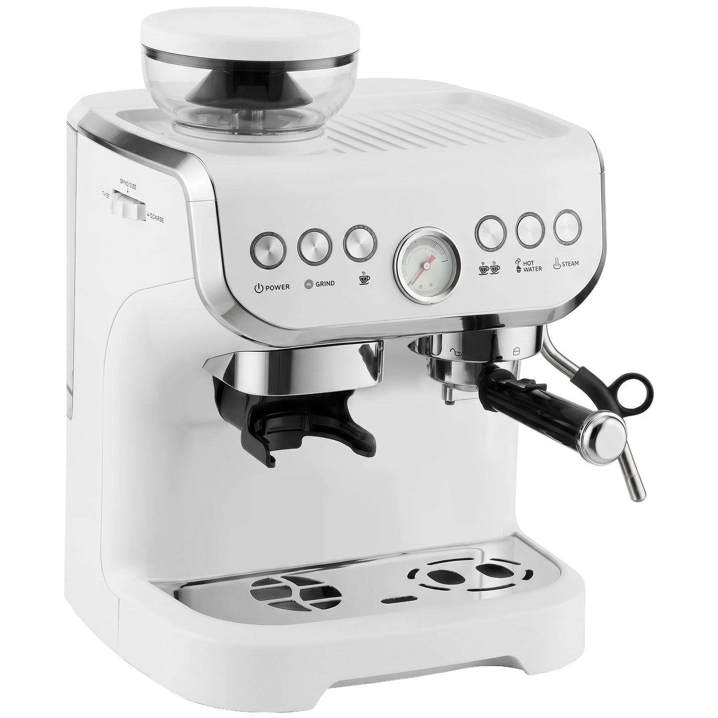 HOMCOM 15 Bar Coffee Machine, with Adjustable Grind, Steamer and Accessories - White