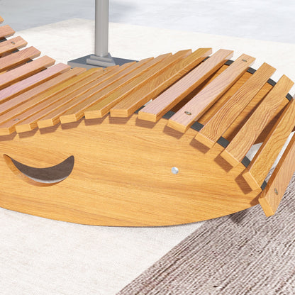 Outsunny Outdoor Rocking Chair w/ Slatted Seat, Wooden Rocking Chair, 130cm x 60cm x 60cm, Light Brown