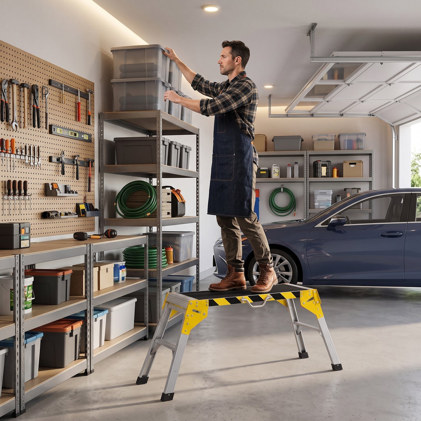 HOMCOM Work Bench, Foldable Aluminium Alloy Tool Stand with Handle, Non Slip, 150 kg, 110 x 32 x 50 cm