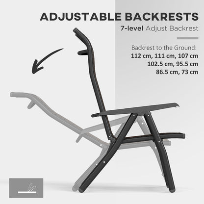 Outsunny Set of Four Folding Garden Chairs, with Seven-Position Adjustable Backs, Dark Brown