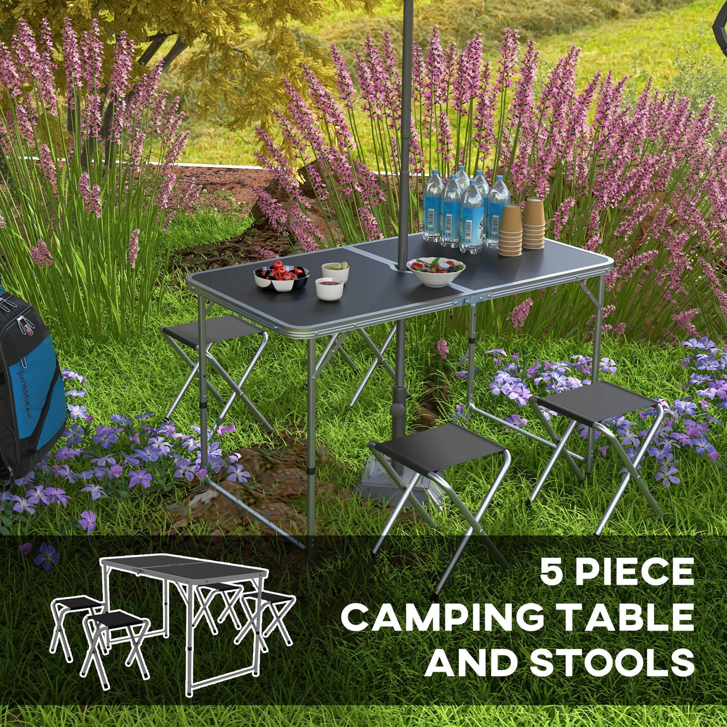 Outsunny Four-Person Foldable Aluminium Picnic Set
