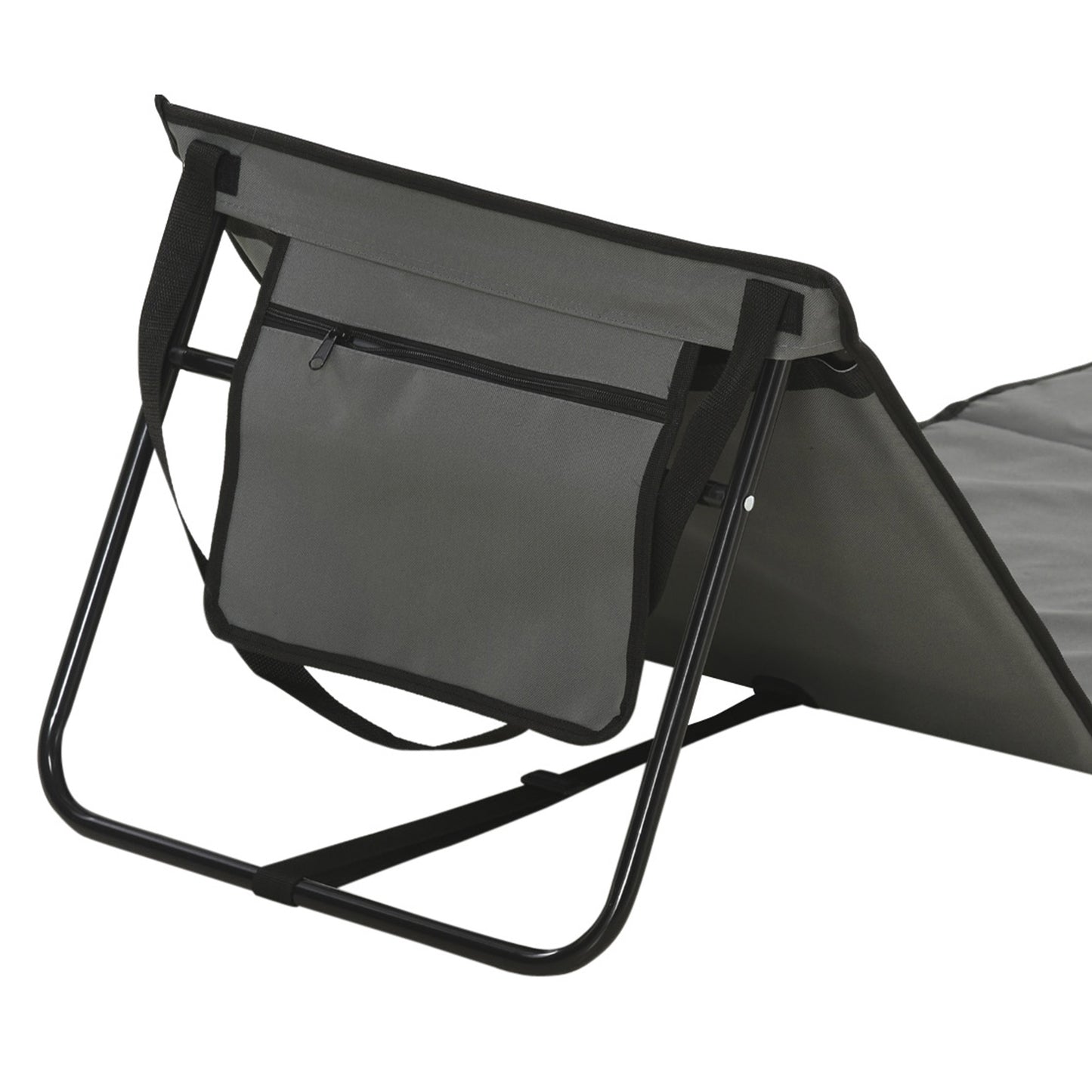 Outsunny Set of 2 Foldable Garden Beach Chair Mat, Outdoor Sun Lounger Seats with Adjustable Back, Magazine Pocket, Carry Strap