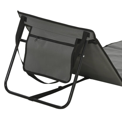 Outsunny Set of 2 Foldable Garden Beach Chair Mat, Outdoor Sun Lounger Seats with Adjustable Back, Magazine Pocket, Carry Strap