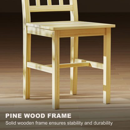 HOMCOM Dining Chairs Set of 2, Kitchen Chair with Slat Back, Pine Wood Structure for Living Room and Dining Room, Natural
