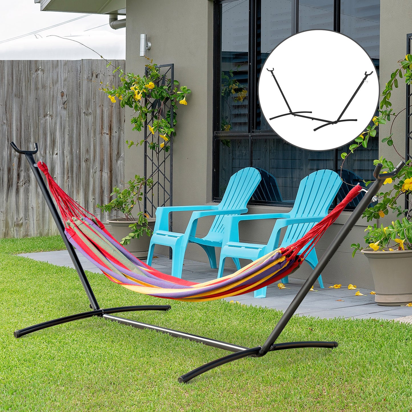 Outsunny 2.9m Universal Hammock Stand Metal Frame Garden Camping Picnic Outdoor Patio Replacement – Stand Only--ChewyGames-ChewyGames