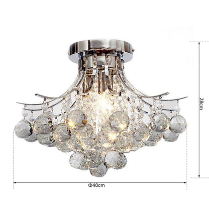 HOMCOM Crystal Chandeliers, 40cm K9 Droplets Ceiling Light with 3 E14 Bulb Base, Pendant Lights for Living Room, Bedroom, Dining Room, Hallway, Kitchen