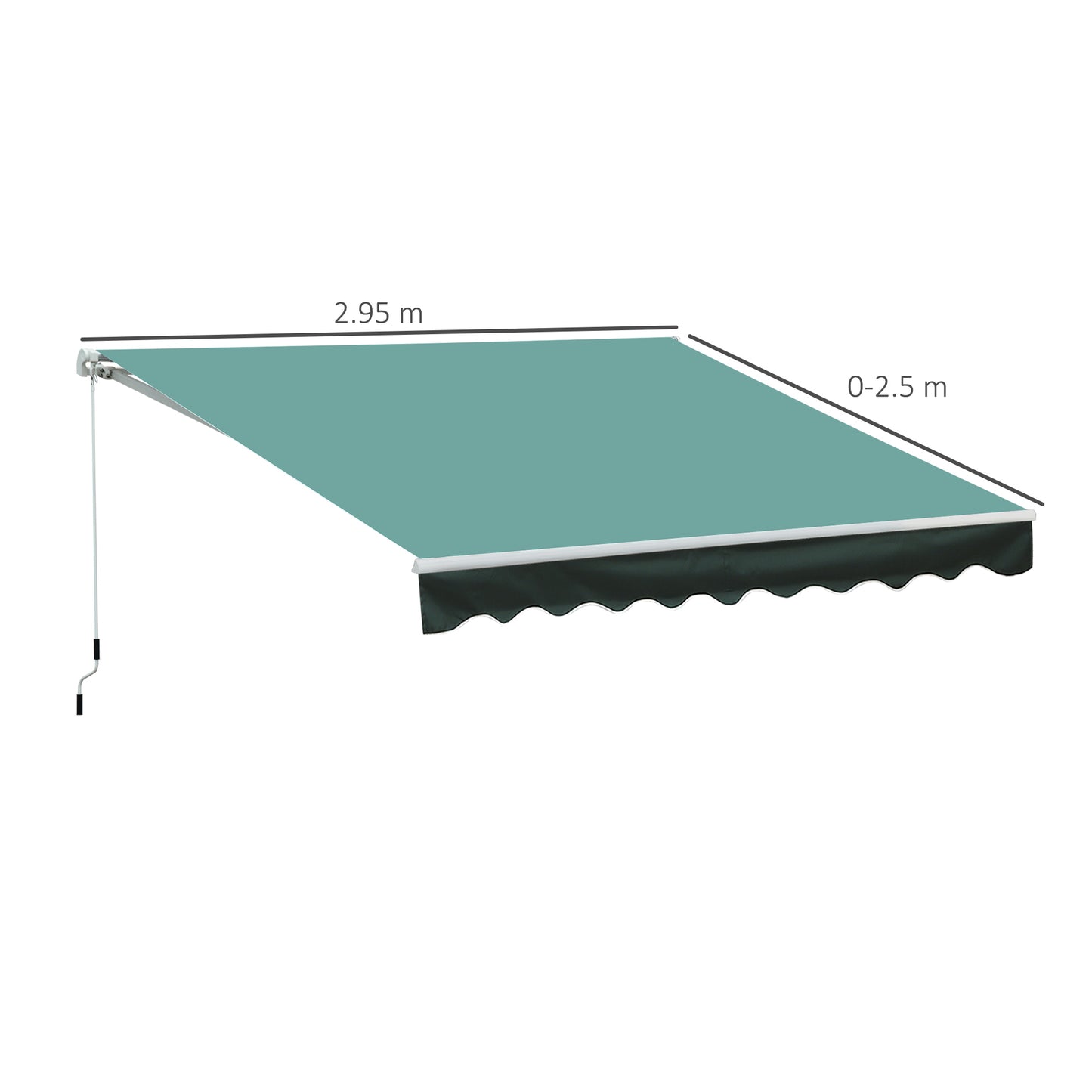 Outsunny 3 x 2.5m Manual Retractable Awning for Patio 45-75° Sun Canopy with Waterproof Fabric - Greyish Green