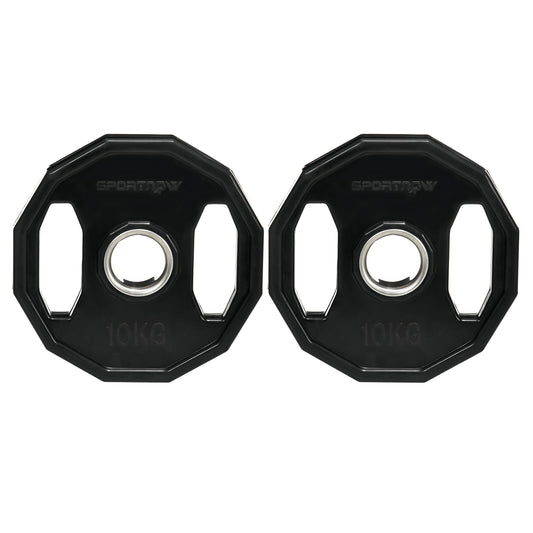 SPORTNOW Olympic Weight Plates Set, Metal and Rubber Bumper Plates Weights Discs with 2"/5cm Holes, for Home Gym Weight Lifting Strength Training, 2 x 10kg, Black