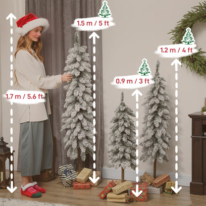 HOMCOM Set of 3 Pencil Flocked Christmas Tree, 3ft 4ft 5ft--ChewyGames-ChewyGames