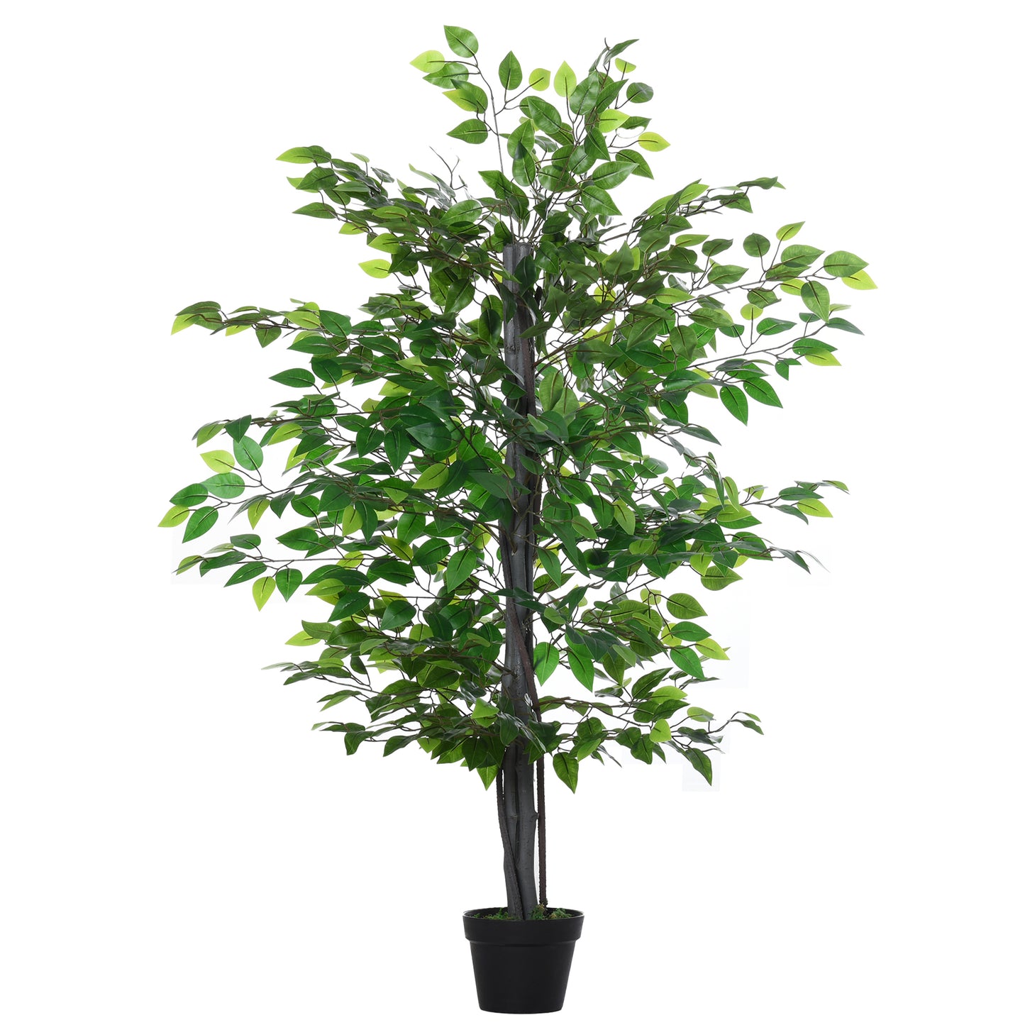 Outsunny Artificial Tree White Rose Floral in Pot, Fake Plant for Home Indoor Decor, 90cm, Purple