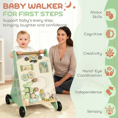 AIYAPLAY Wooden Baby Walker with Speed Control, Montessori-Inspired Centre