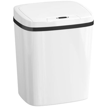 HOMCOM 15L Touchless Sensor Bin Automatic Kitchen Bathroom Rubbish Bin White