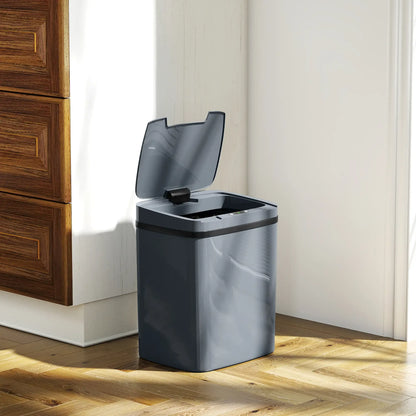 HOMCOM 15L Touchless Sensor Bin Automatic Kitchen Bathroom Rubbish Bin Grey
