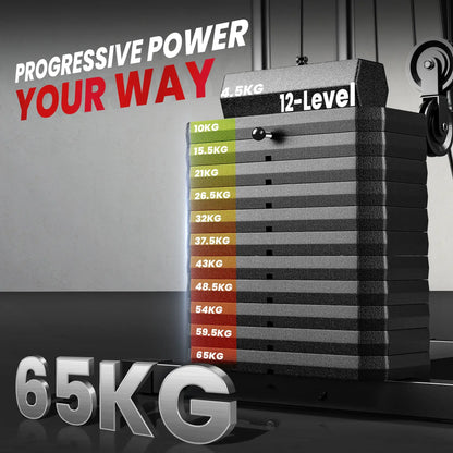 HOMCOM Multigym Station, with 66KG Weight Stack, for Strength Training Red Black