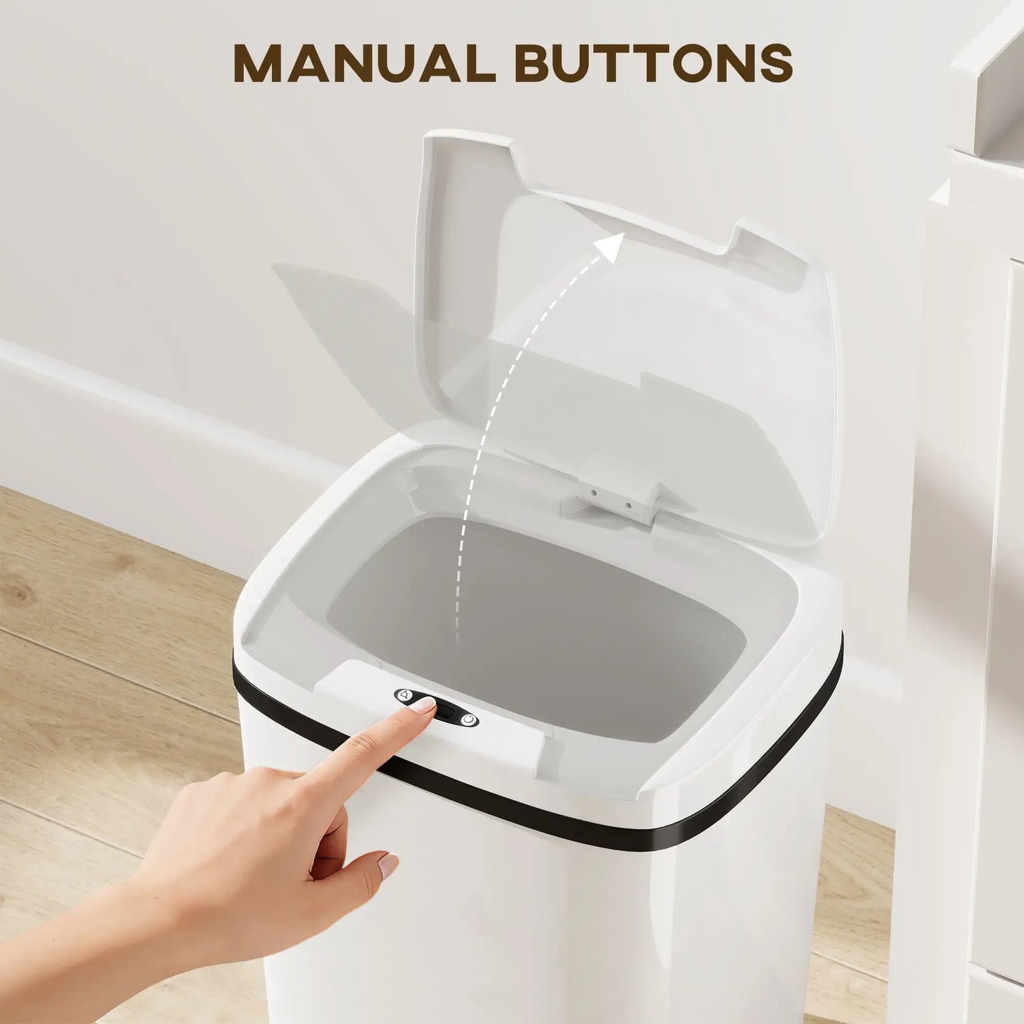 HOMCOM 15L Touchless Sensor Bin Automatic Kitchen Bathroom Rubbish Bin White