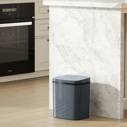 HOMCOM 15L Touchless Sensor Bin Automatic Kitchen Bathroom Rubbish Bin Grey
