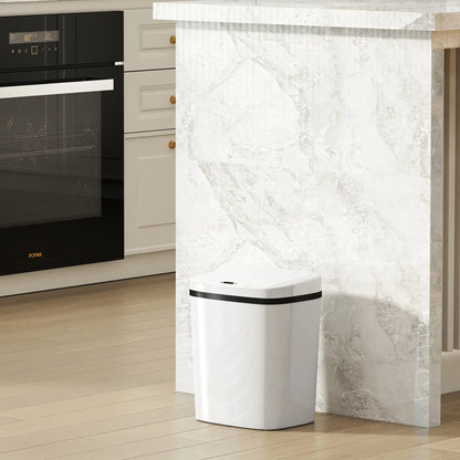 HOMCOM 15L Touchless Sensor Bin Automatic Kitchen Bathroom Rubbish Bin White
