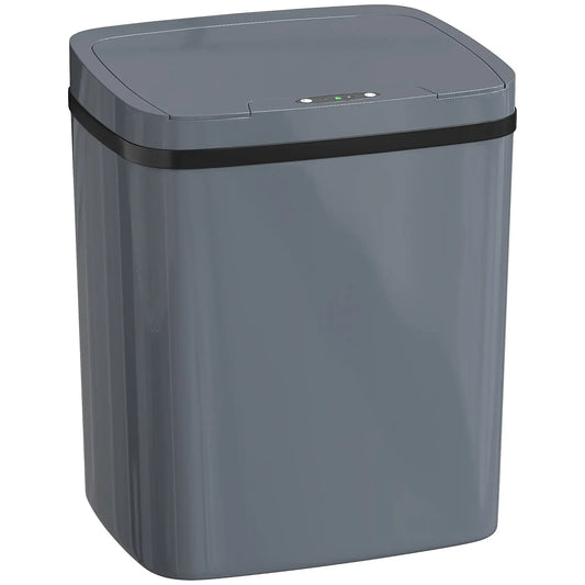 HOMCOM 15L Touchless Sensor Bin Automatic Kitchen Bathroom Rubbish Bin Grey