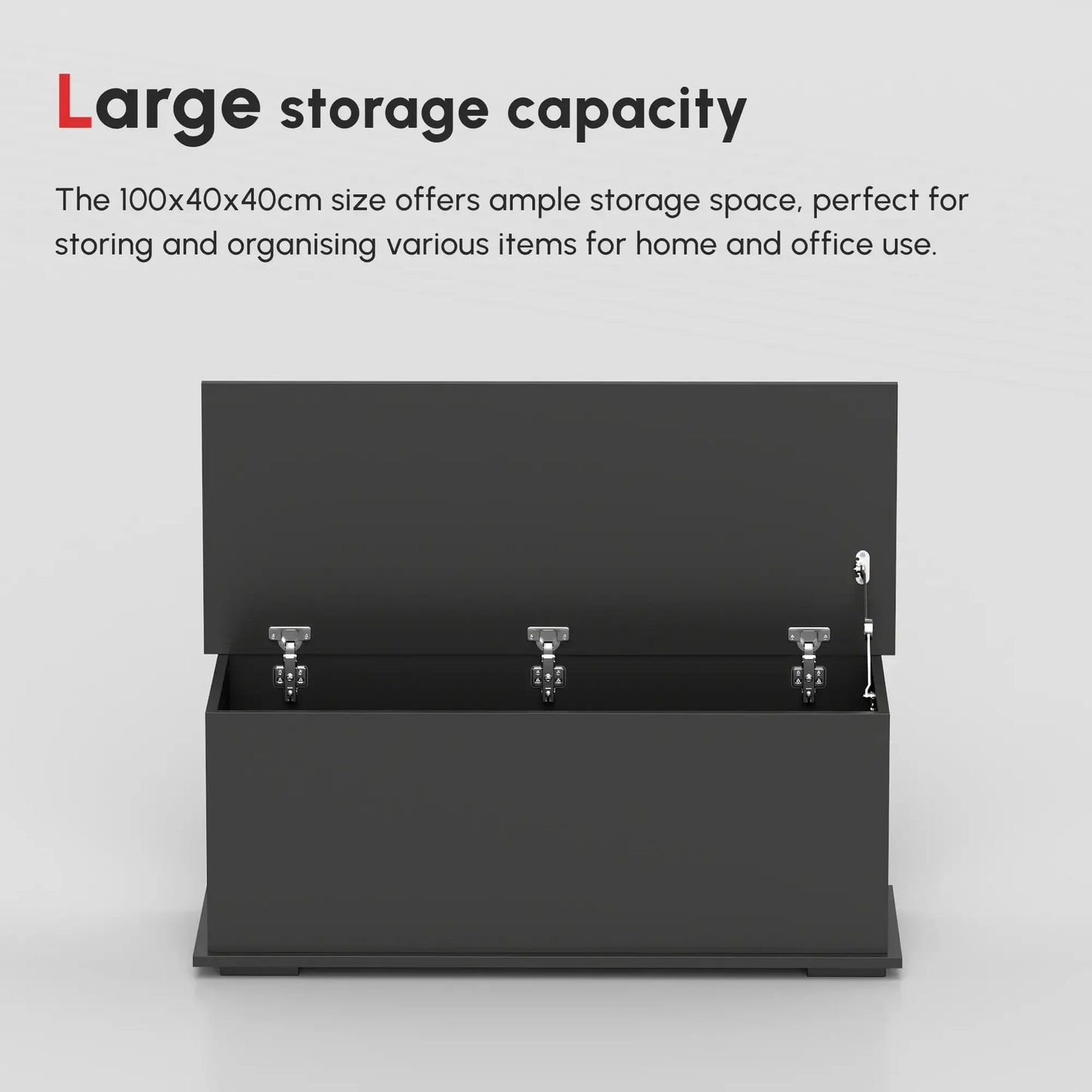 Storage Chest With Lid, 113L Storage Box Black