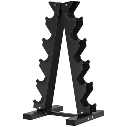 SPORTNOW Five-Tier Dumbbell Storage Rack, for Home Gym Exercise - Black