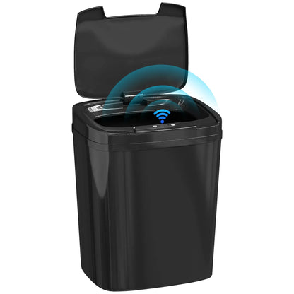 HOMCOM 15L Touchless Sensor Bin Automatic Kitchen Bathroom Rubbish Bin Black