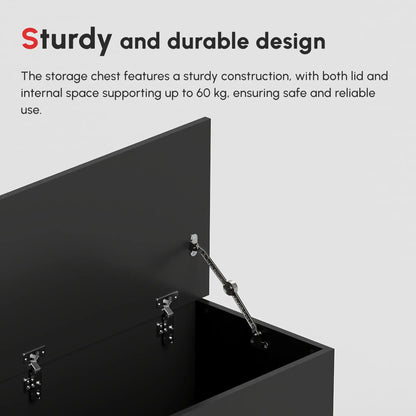 Storage Chest With Lid, 113L Storage Box Black