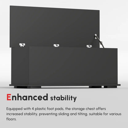 Storage Chest With Lid, 113L Storage Box Black