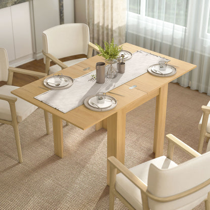 HOMCOM Folding Dining Table for 4-6, Rectangular Extendable Drop Leaf Table for Small Spaces, 140 x 80 x 77.5 cm, Natural