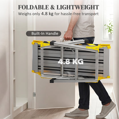 HOMCOM Work Bench, Foldable Aluminium Alloy Tool Stand with Handle, Non Slip, 150 kg, 110 x 32 x 50 cm
