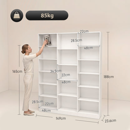 HOMCOM Bookcase with Open Storage, 6-Tier Bookshelf with Anti-Tipping Hardware, White