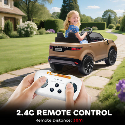 AIYAPLAY Land Rover Discovery Licensed 12V Kids Electric Car with Remote, 4 Wheel Suspension, Slow Start, Lights, Music, Khaki-Electric Riding Vehicles-ChewyGames-ChewyGames