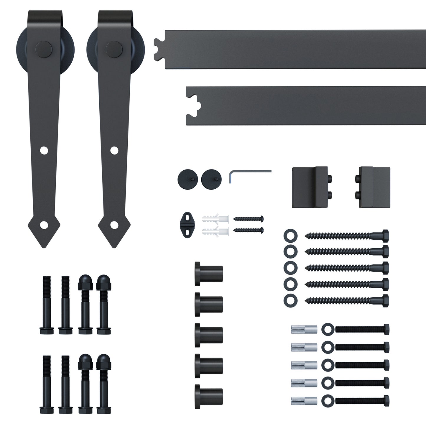 HOMCOM 6.6FT/200cm Black Sliding Door Kit for Single Barn Door, Antique Sliding Barn Door Hardware Kit with J Shape Hanger