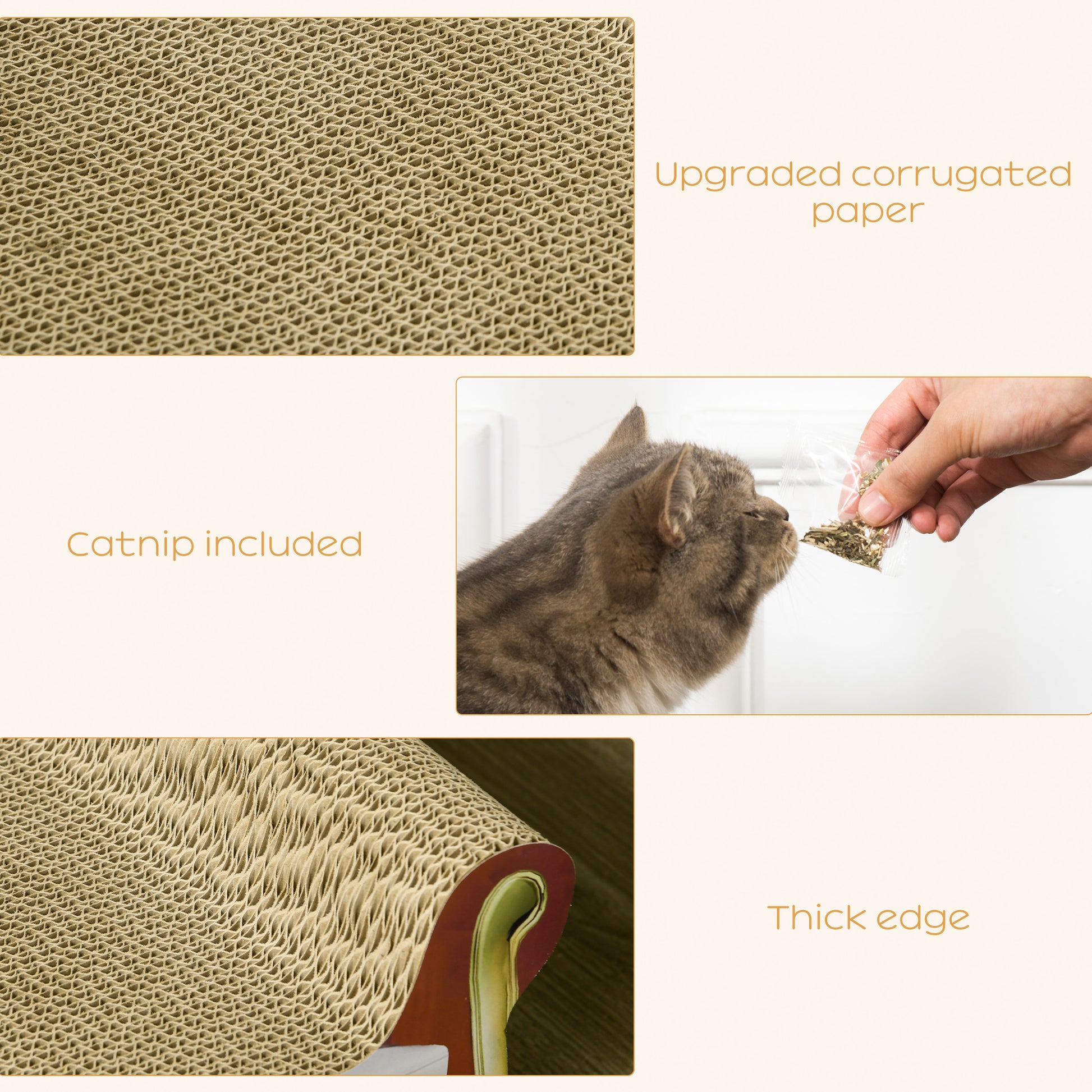 PawHut Cat Cardboard Scratcher, Lounge Sofa Bed with Catnip, 58 x 29.5 x 29cm--ChewyGames-ChewyGames