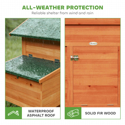 PawHut Chicken Coop, Wooden Hen House with Nesting Box, Pull-Out Tray, Sliding Window, Waterproof Roof, Perches and Ramp