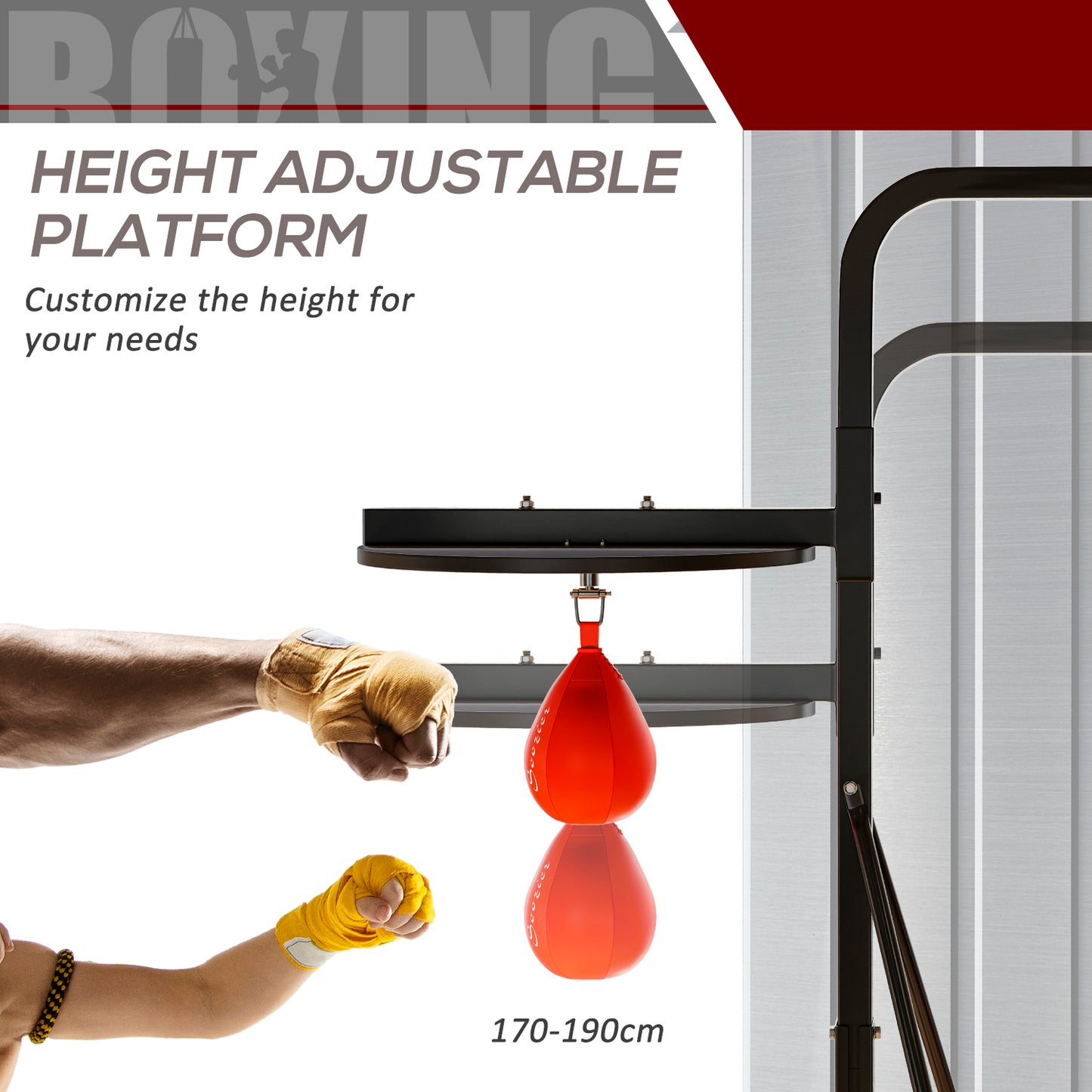 HOMCOM Adjustable Freestanding Speedbag, Punch Bag Hanger, Black