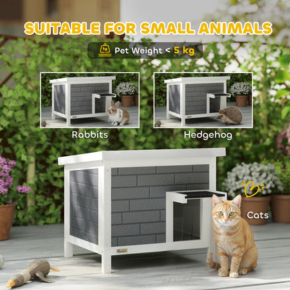 PawHut Outdoor Cat House Insulated with Openable Roof, Weatherproof Feral Cat Shelter for Rabbits, Cats, Grey--ChewyGames-ChewyGames