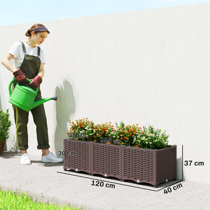 Outsunny Plastic Raised Garden Bed with Legs, Self Watering Elevated Planter Boxes with Drainage Holes and Plugs