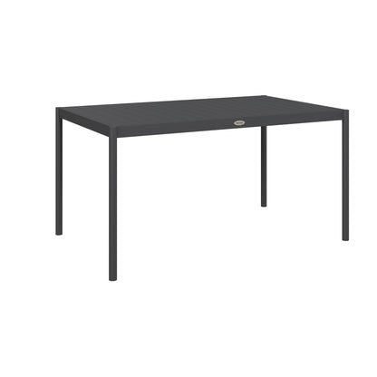 Outsunny Six-Seater Outdoor Table with Slatted Aluminium Top and Steel Legs