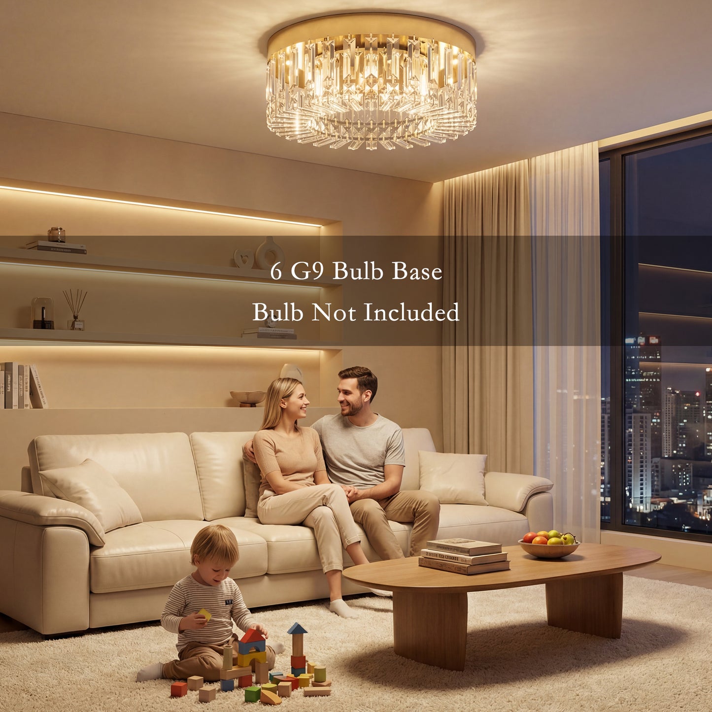 HOMCOM Crystal Chandeliers with 160 Crystal Pendants, 6-Light Ceiling Light for Living Room, Bedroom Dining Room, Gold Tone