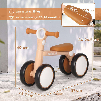 AIYAPLAY Balance Bike, Lightweight Baby Balance Bike with Foldable Design, Adjustable Seat, No Pedal for 1–2 Years, Pink
