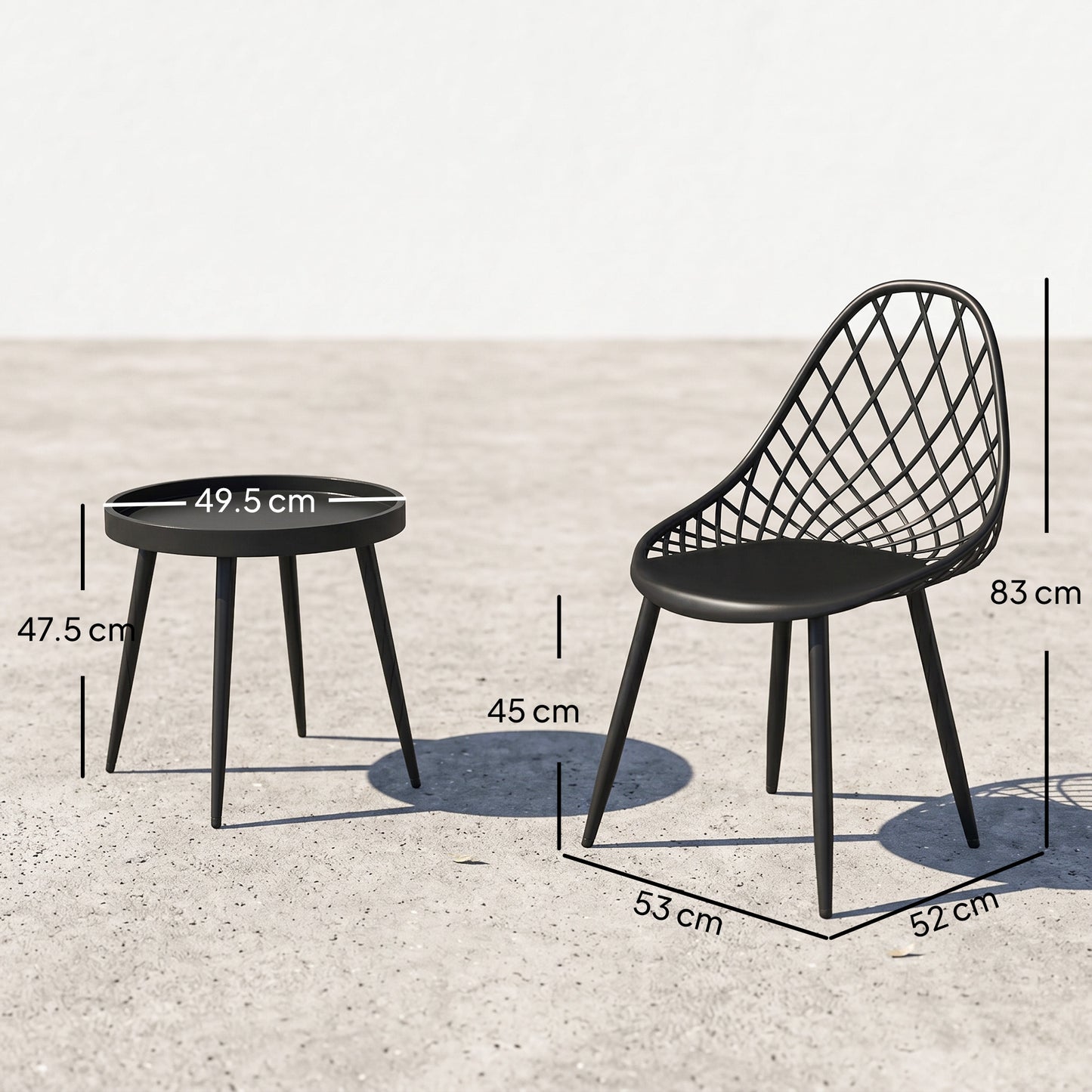 Outsunny 3-Piece Outdoor Bistro Set with 2 Chairs and Round Table for Garden, Balcony, Porch, Black--ChewyGames-ChewyGames