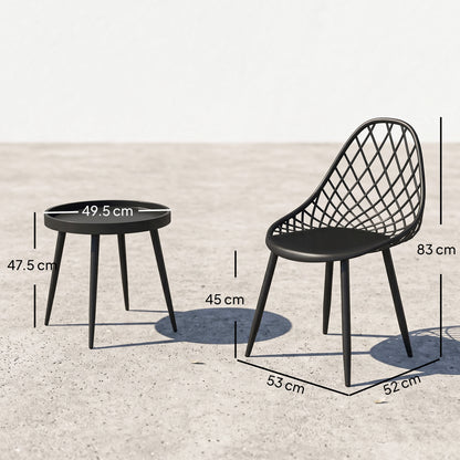 Outsunny 3-Piece Outdoor Bistro Set with 2 Chairs and Round Table for Garden, Balcony, Porch, Black--ChewyGames-ChewyGames