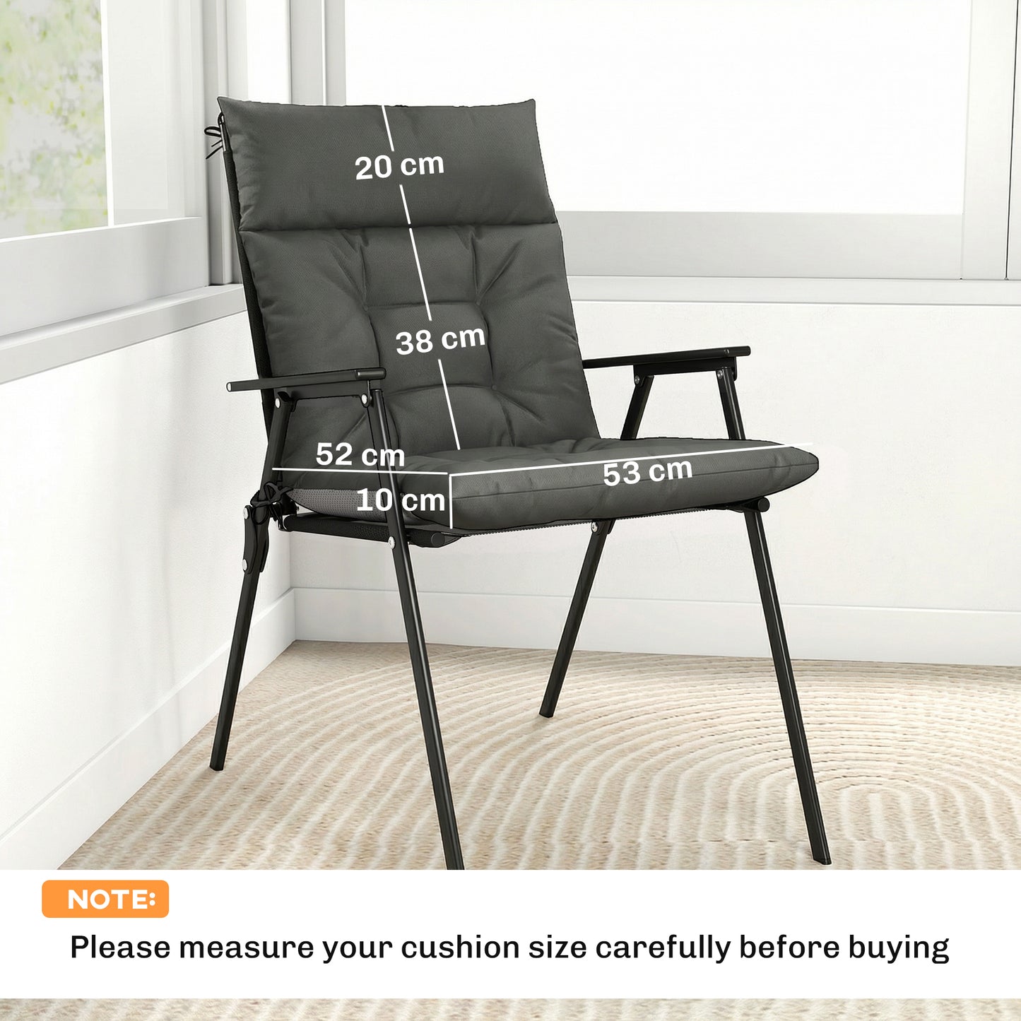 Outsunny Patio Chair Cushions Set of 4, Waterproof Non-Slip Lounge Chair Cushions, 112x53cm, Dark Grey--ChewyGames-ChewyGames