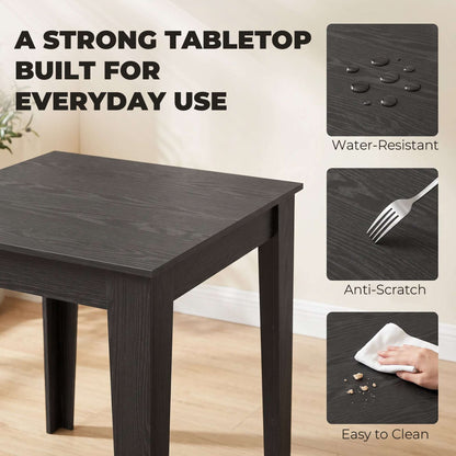 HOMCOM Dining Table for 4, 80L x 80W x 75Hcm, Modern Square Kitchen Table with Wood Effect Tabletop, Black Wood Effect